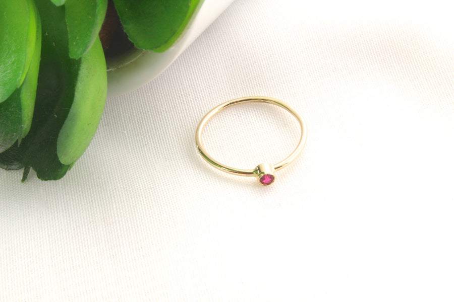 14K Gold Ruby Bezel Ring