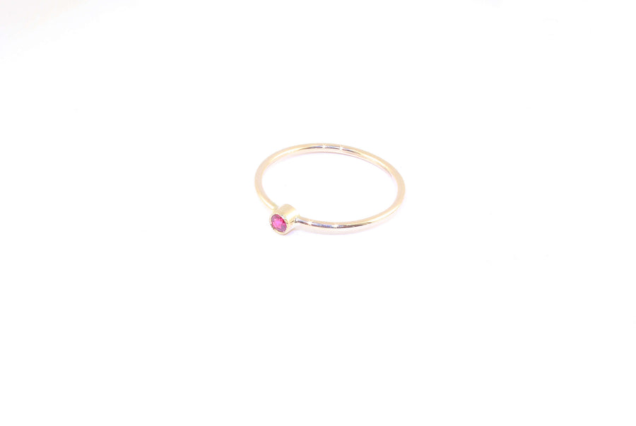 14K Gold Ruby Bezel Ring