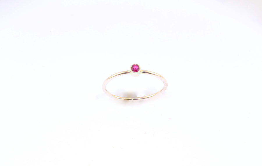 14K Gold Ruby Bezel Ring