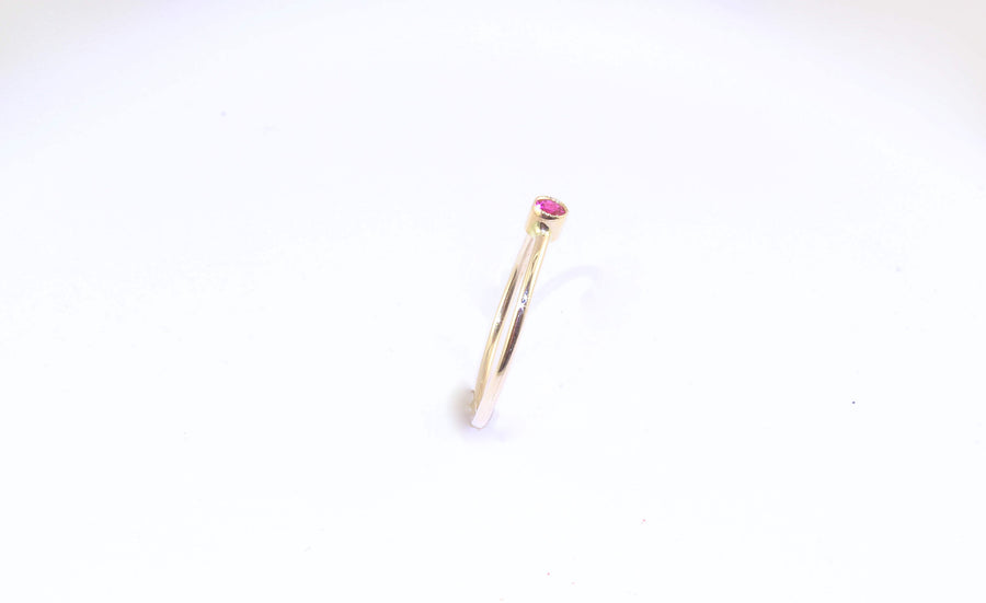 14K Gold Ruby Bezel Ring