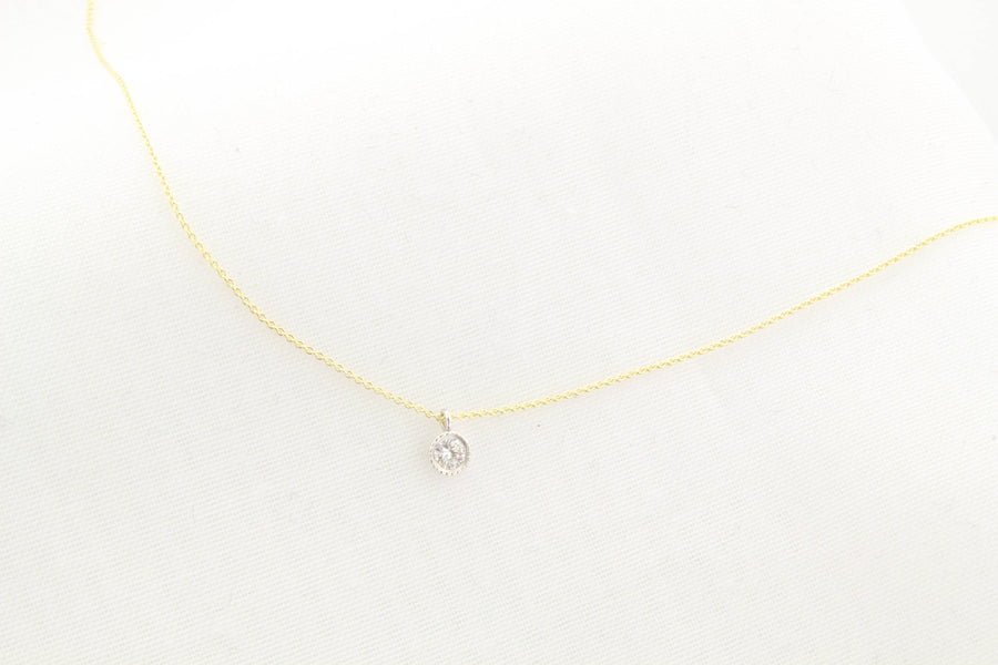 14K Gold Diamond Droplet Necklace