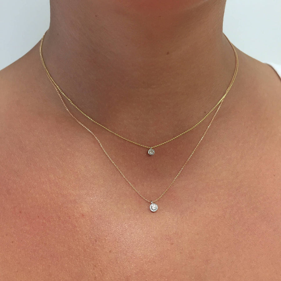 14K Gold Diamond Droplet Necklace