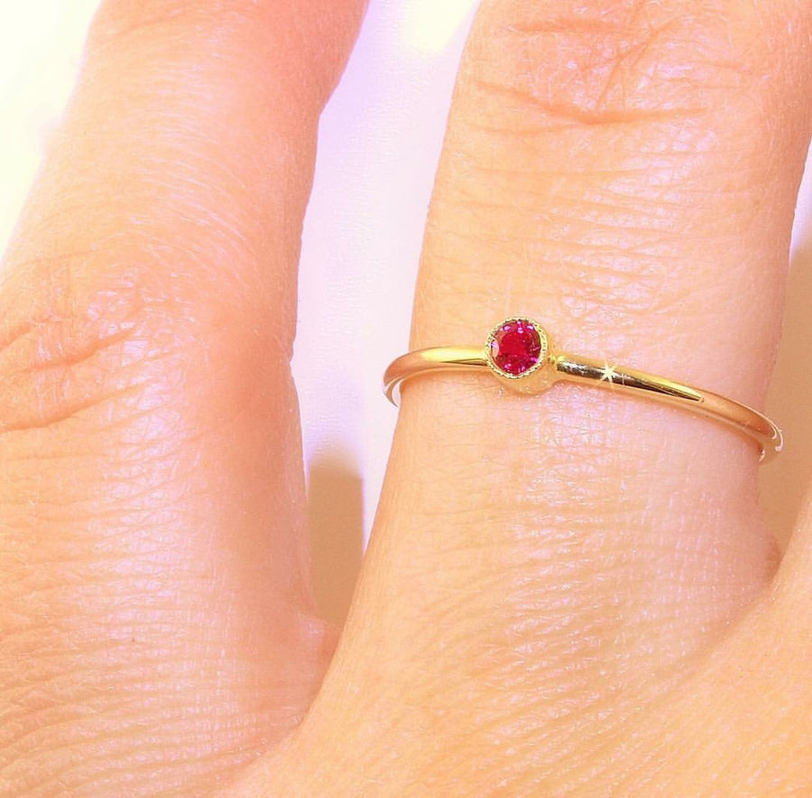 14K Gold Ruby Bezel Ring