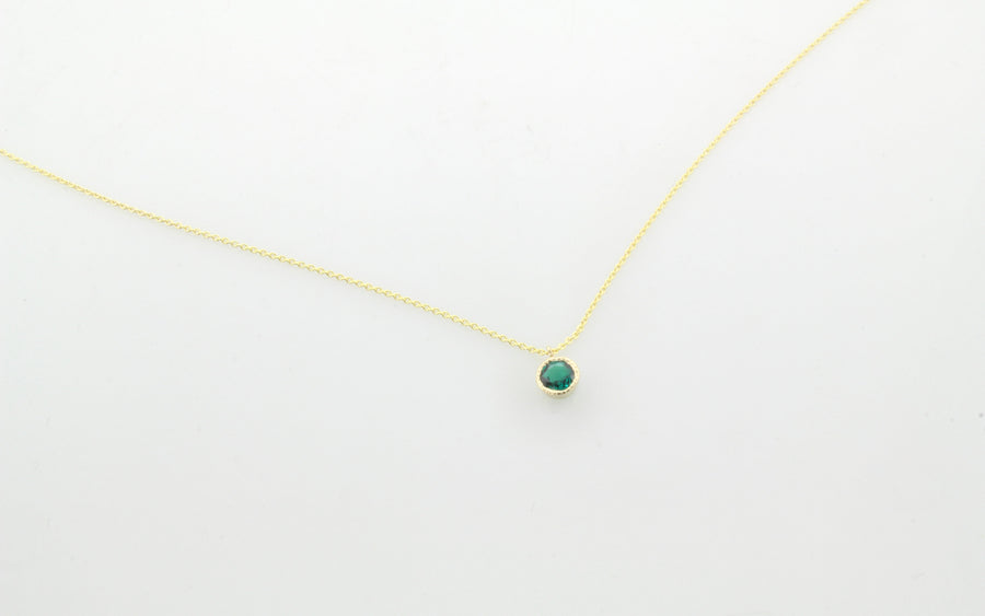 14K Gold Emerald Droplet Necklace