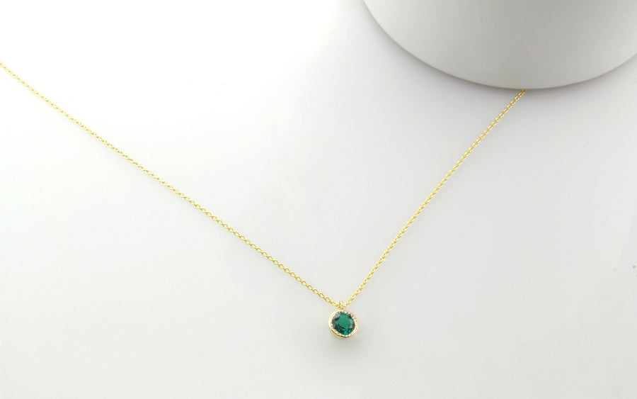 14K Gold Emerald Droplet Necklace