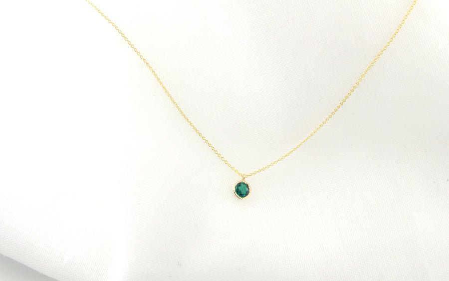 14K Gold Emerald Droplet Necklace