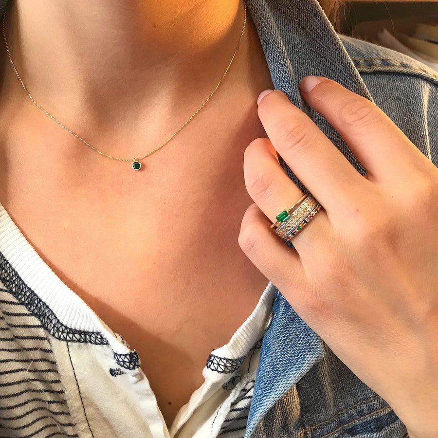 14K Gold Emerald Droplet Necklace