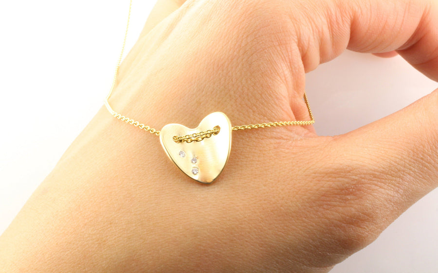 14K Gold Diamond Heart Pendant Necklace