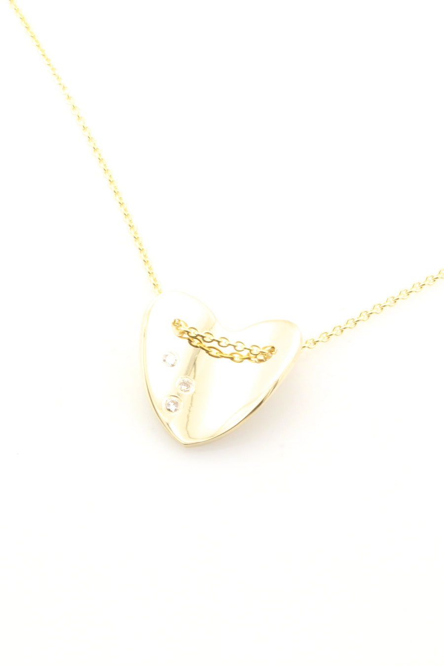 14K Gold Diamond Heart Pendant Necklace