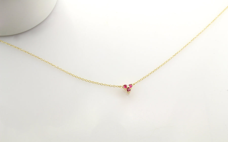 14K Gold Pink Sapphire Trio Necklace