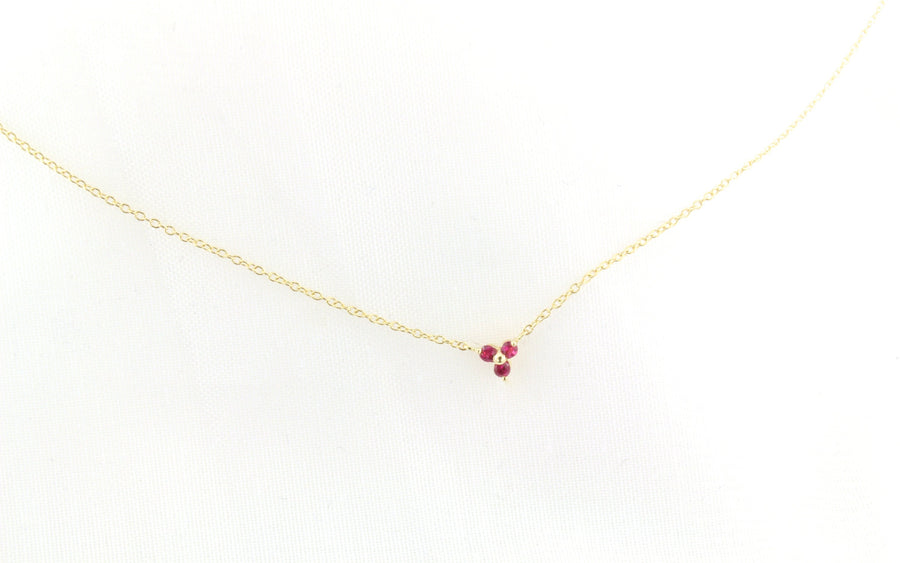 14K Gold Pink Sapphire Trio Necklace