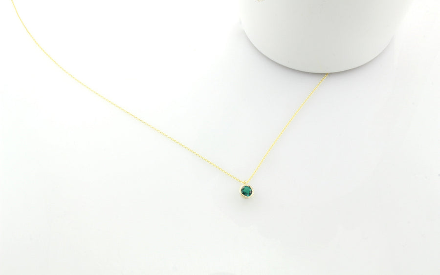 14K Gold Emerald Droplet Necklace