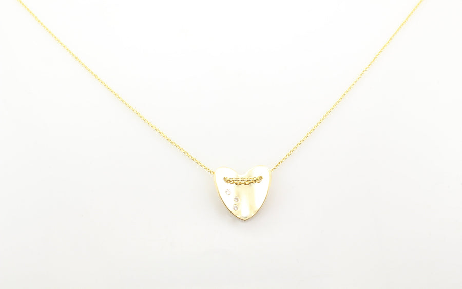 14K Gold Diamond Heart Pendant Necklace