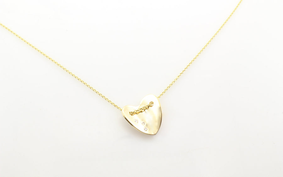 14K Gold Diamond Heart Pendant Necklace