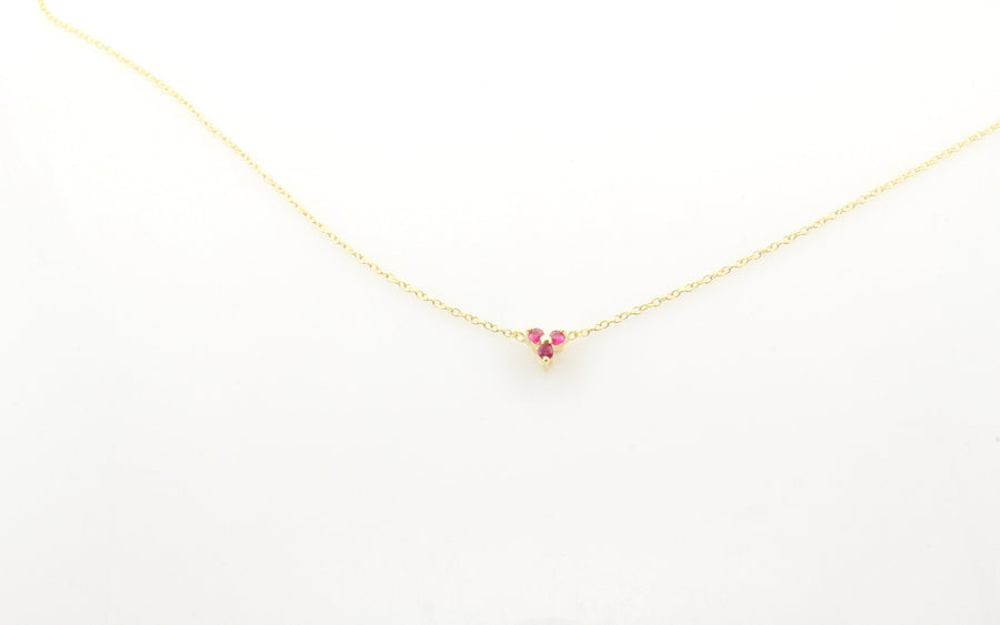 14K Gold Pink Sapphire Trio Necklace