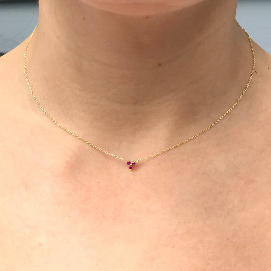 14K Gold Pink Sapphire Trio Necklace