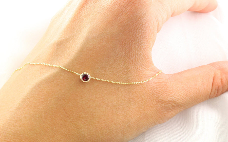 14K Gold Ruby Bezel Pendant Necklace