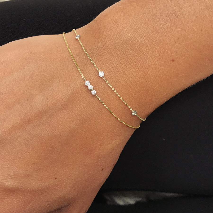 Dainty Solid Gold Diamond Bracelet Chain