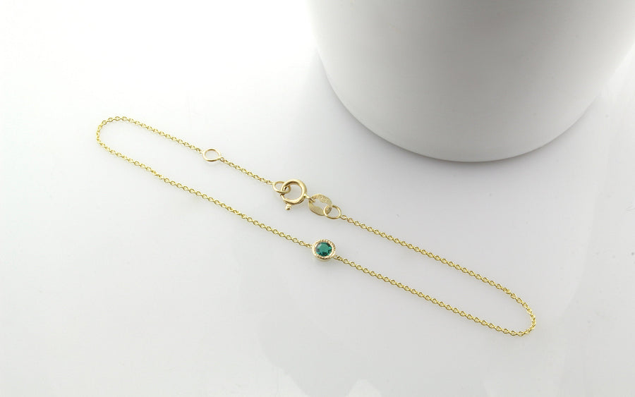 14K Gold Emerald Bezel Bracelet