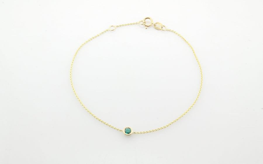 14K Gold Emerald Bezel Bracelet