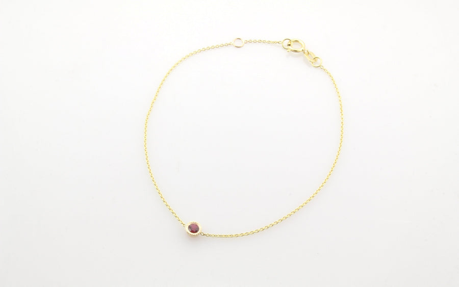 14K Gold Ruby Bezel Bracelet