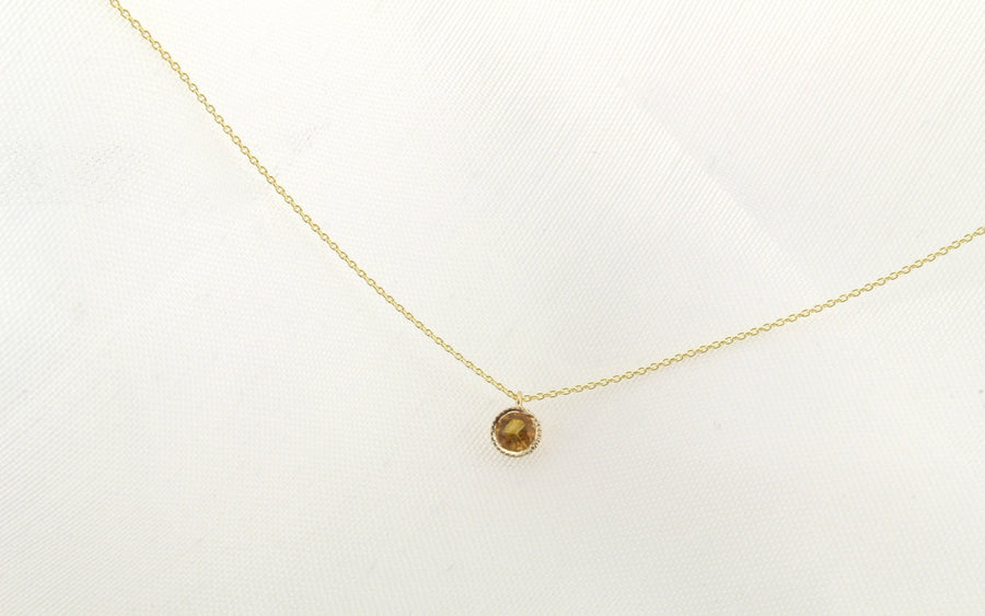 14K Gold Citrine Droplet Necklace