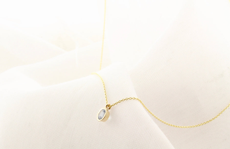 14K Gold Aquamarine Droplet Necklace