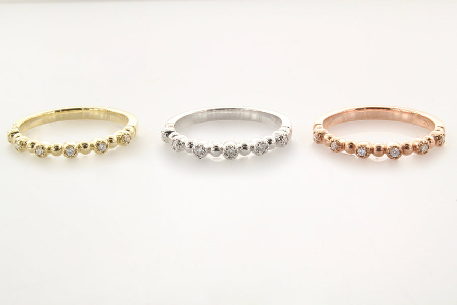 14K Gold Diamond & Gold Bead Band