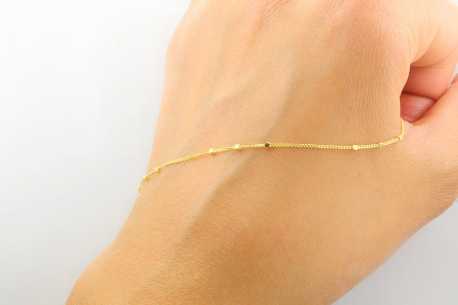 14K Gold Triple Cube Chain Anklet