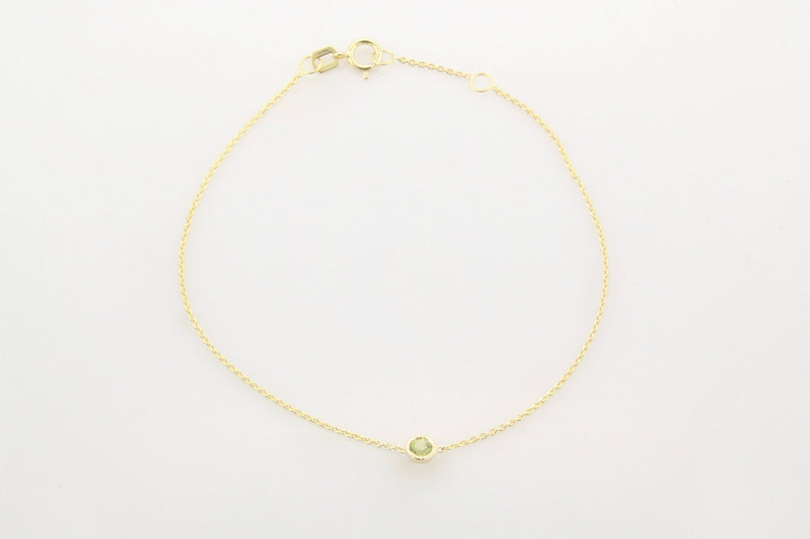 14k Gold Peridot Bezel Bracelet