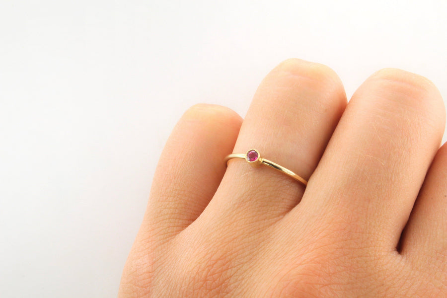 14K Gold Ruby Bezel Ring