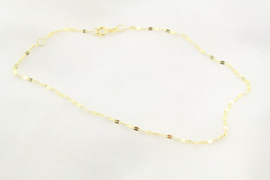 14K Gold Twisted Sparkle Chain Anklet